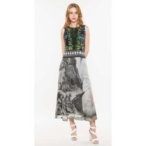 Desigual Christian Lacroix Midi Dress 42/L Vibrant Abstract Eclectic Artsy - EUC